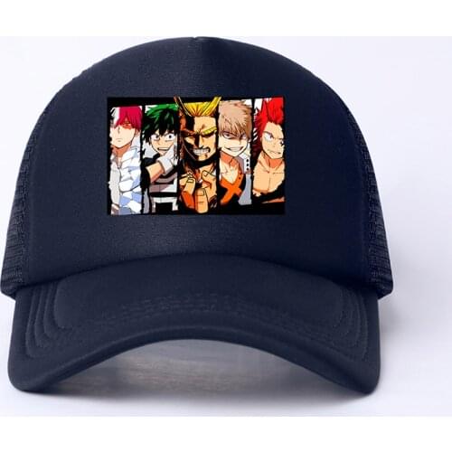 New Anime My Hero Academia Mesh Baseball Cap Adjustable Snapback Kawaii Hats for Women Men Hip Hop Trucker Cap Dad Hat