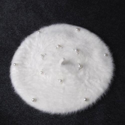 New Christmas Mickey Ear Beret Rabbit Fur Girls Women Artist Hat Xmas gift for Fall Winter