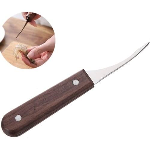 Stainless Steel Shrimp Line Knife with wood handle Lobster Fish Cleaning Shrimp Practical Seafood Tool Portable Kitchen Supplies