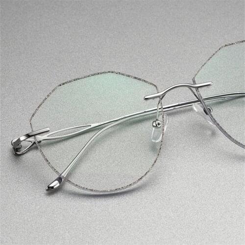 Prescription glasses Women Fashion Charm Diamond Rimless eyeglasses Customized myopia hyperopia glasses 01 Optical glasses