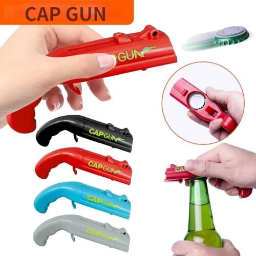 Portable Cap Gun Beverage Beer Bottle Opener Gun Cap Launcher Bar Tool Drink Opening Shooter Wine Accessories pistola de bebida