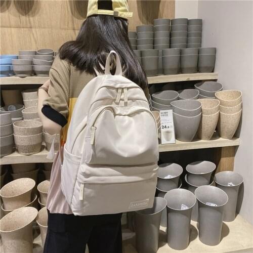 Simple Unisex Travel Solid Color Nylon Backpack Female Women Laptop School Bags Boy For Teenage Girls College Fashion Book Bags