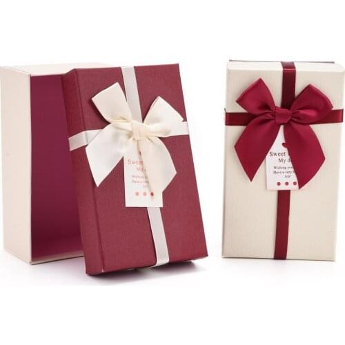 6pcs Cardboard Jewelry Rectangle Boxes with Bowknot for Necklace Bracelet Jewelry Gift Packaging Box Mixed Color 14.8x8.7x5.4cm