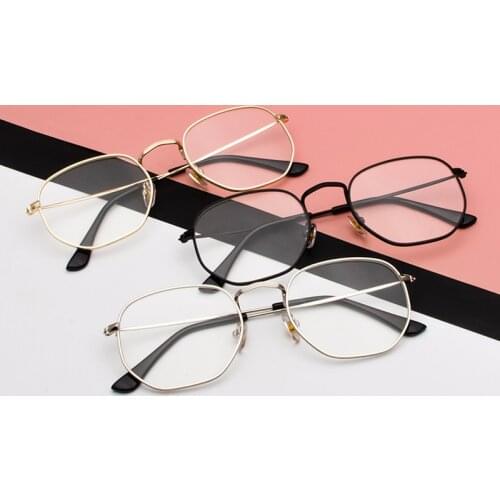 Seemfly Fashion Men Women Reading Glasses Retro Metal Frame Clear Lens Presbyopic Eyeglasses Unisex Polygonal Irregular Glasses