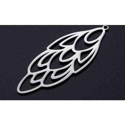 3pcs/lot Fabulous Peacock Feather 316L Stainless Steel DIY Earring Charms Wholesale For Jewelry Making Charm For Necklace Making