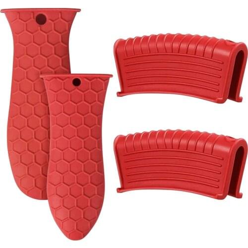 Silicone Hot Handle Holder, 4 Pack Assist Pan Handle Sleeve Pot Holders Non Slip Rubber Pot Holders Cast Iron Skillets Handles