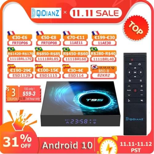 Smart TV BOX T95 Android 10 6K H616 Quad Core Media player Play Store Free App Fast Set top BOX X96Air PK HK1MAX H96