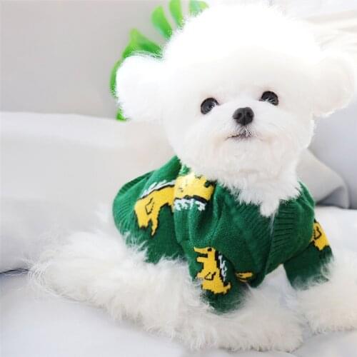 Buttoned Pet Sweater Green Crocodile Dog Clothes Autumn and Winter Clothes Teddy Cat Warm Clothes Puppy Two-legged Clothes