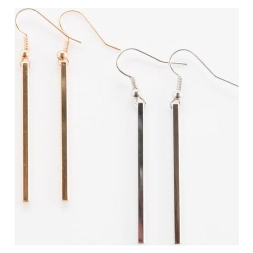 Spring Summer Hot Fashion Long Bar Dangle Drop Earrings for Women Delicate Brass Long Bar Earrings