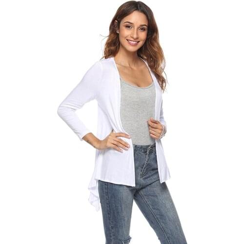 New Autumn Womens Front Open Cardigan Long Sleeve Irregular Hem Thin Loose Cardigan Fashion Irregular Hem Cardigan Coat