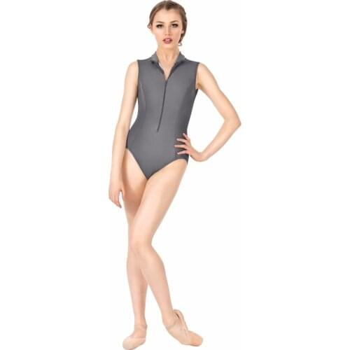 Womens Zip Front Tank Leotard Gymnastics Girls Mock Neck Leotards Lycra Ballet Dance Leotards Spandex Dance Wear Clothes
