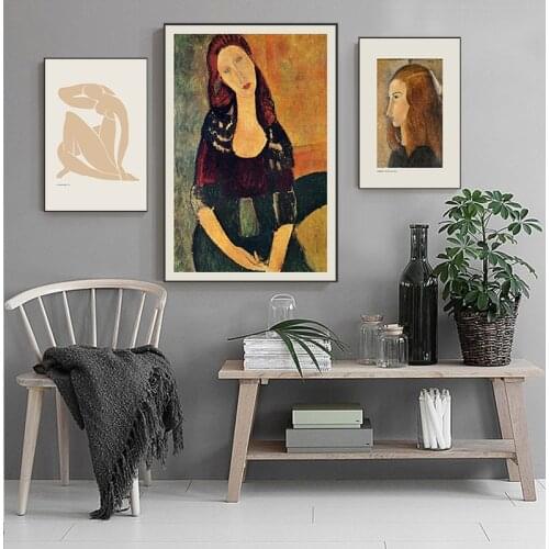 Famous Abstract Modigliani Figure Canvas Painting Matisse Naked Woman Poster Picasso Wall Art Picture Living Room Tableaux Salon