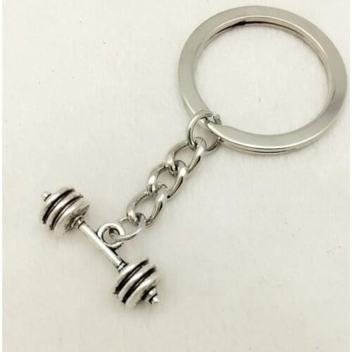 1Pcs DUMBBELL BARBELL WEIGHT Charm Chain Keychain *Fitness Weightlifting Gym CROSSFIT