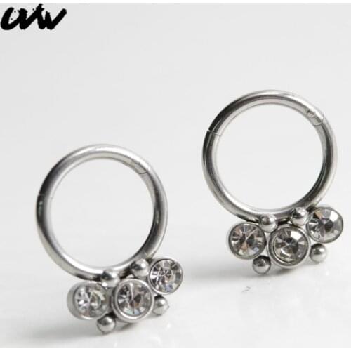 UVW526 1pc Fashion 316L Steel Elegant Segment Tragus Fake Septum Nose Rings Stud Helix Piercing Body Jewelry Women Earrings