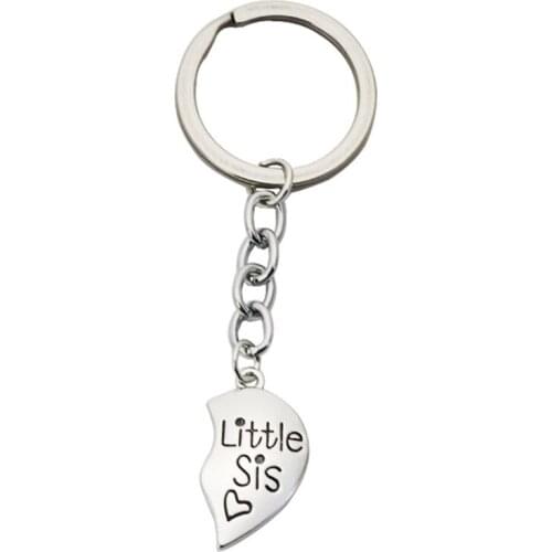 2 PCS Heart Broken Keyring Keychain Big Sis Little Sis for Sister Best Friends A5KE