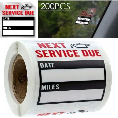 200pcs/Roll Car Oil Change Maintenance Service Reminder Stickers Window Sticker Adhesive Labels Car Sticker New