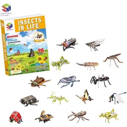 3D Three-dimensional Paper Puzzle Simulation Insect Model Childrens Educational Creativity Diy Assembled Toy Birthday Gift P259