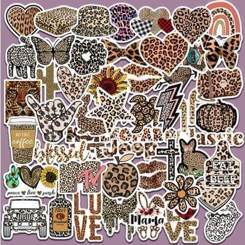 50Pcs Sweet and cool leopard love letter Cartoon For Suitcase Skateboard Laptop Luggage Phone Car Styling DIY Decal Sticker