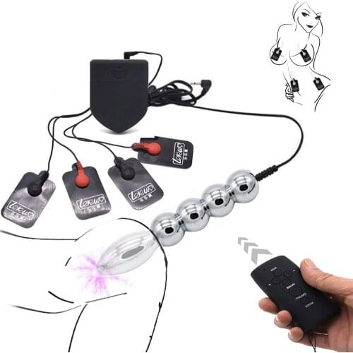 Wireless Remote Control Electro Shock Kit Metal Anal Butt Plug Vaginal Plug Masturbator Massage Pad SM Electro Stimulate Sex Toy