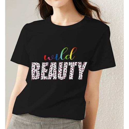 Women Print T-shirts Black Vogue Personality Wild Letter Pattern Series Tee Dropshipping Classic O-neck Female Short Sleeve Tops