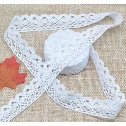KALASO 5Yards Beautiful White High Quality Cotton Crochet Flower Lace Trim Ribbon DIY Craft Supplies Sewing Fabric Decoration