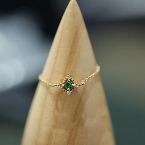 Unique craftsmanship emerald chain opening adjustable ring ring exquisite luxury ladies engagement anniversary silver jewelry
