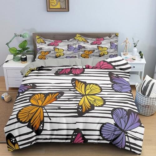 Animal Pattern Bedding Set Butterfly Duvet Cover Sets Pillowcase Set Twin Queen King Size for Kids Bedroom Bedclothes Bedding