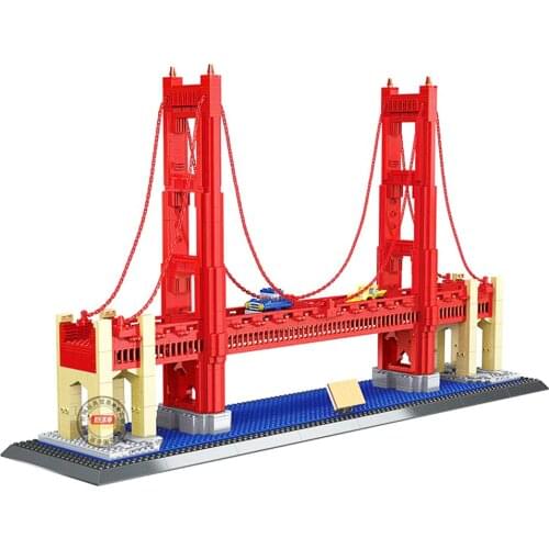 Wange 6210 1977Pcs Street View Series Golden Gate Bridge Model Building Blocks set Bricks Toys For Children Gifts