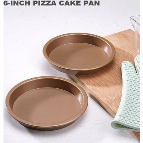 6INCH Circle Round Baking Tray Sizes Nonstick Carbon Steel Pan Cake Tools Gold Non-stick Mold Oven Pizza Mould Pancake Maker