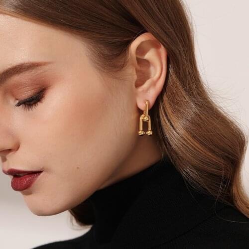 Miwens Punk Copper U-Shape Earrings for Women Geometric Gold Color Creative Hoop Earrings Female 2021 Maxi Circle Ear Jewelry