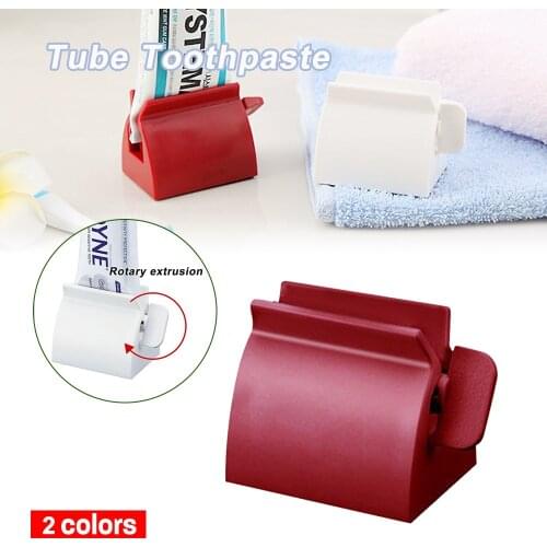 Multifunction Toothpaste Tube Squeezer Toothpaste Easy Portable Plastic Dispenser Bathroom Rolling Tube Squeezer Red White 3