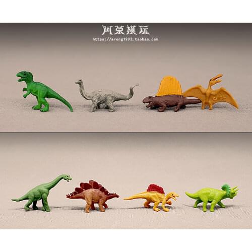 8pcs/set Jurassic Dinosaur Model Mini Tyrannosaurus Stegosaurus Triceratops Pterodactyl Wild Animal Miniature Figurine Kids Toys