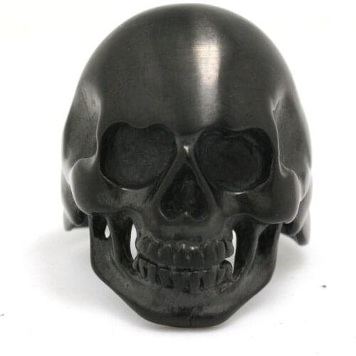 Cool Newest Fashion Design 316L Stainless Steel Popular Black Dull polsihing Skull Ring Biker Ring