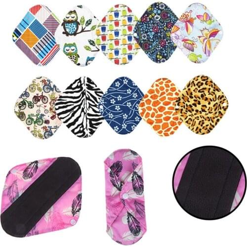 Washable Reusable Sanitary Pads Bamboo Cloth Pads Serviette Hygienique Cartoon Print Women Menstrual Pads