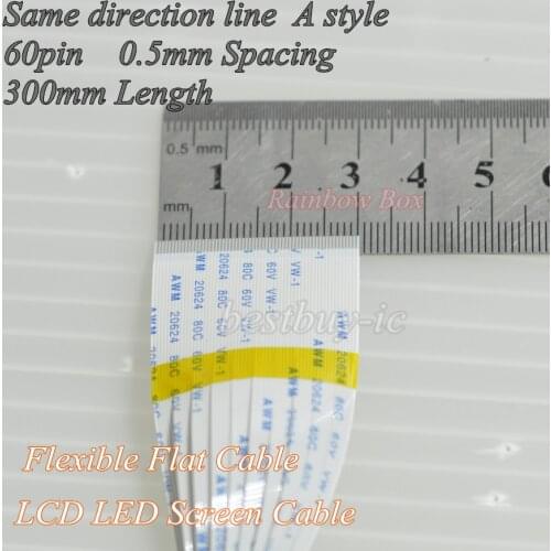 0.5mm Spacing + 300mm Length + 60Pin A / same direction line Soft wire FFC Flexible Flat Cable 60P*0.5A*300MM
