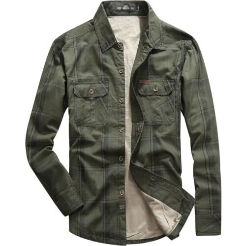 New 2018 Free Shipping Men plaid shirt warm velvet casual blouse winter work blouse single breasted tops M-5XL plus size camisa