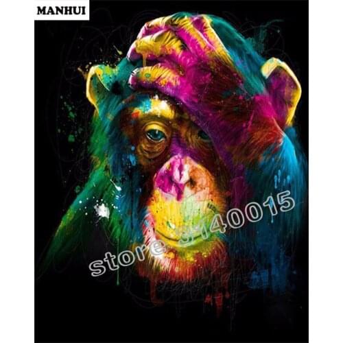 New Full Square Diamond 5D DIY Diamond Painting Gorilla Embroidery Cross Stitch Rhinestone Mosaic Painting Decor Gift BFC069