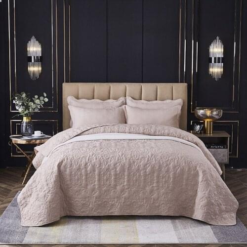 Solid Bedspread on the Bed Quilt Embossed Blanket for Bed with Pillowcase King Queen Size Bed Cover Summer Coverlet