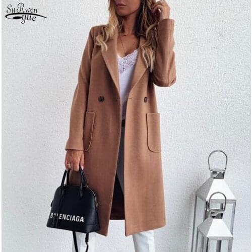 Autumn and Winter New Fashion Simple Long Candy Cashmere Coat Women Cashmere Coat Long Coat Thick Coat Oversized Outwears 12644
