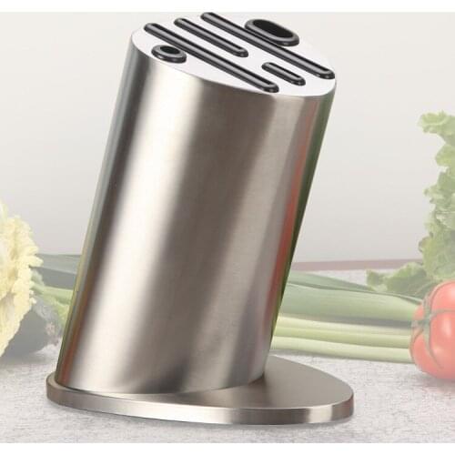 6 Holes Knife Holder Stainless Steel Kitchen Knife Scissors Cooking Utensils Organizer Knives Stand Block Tool