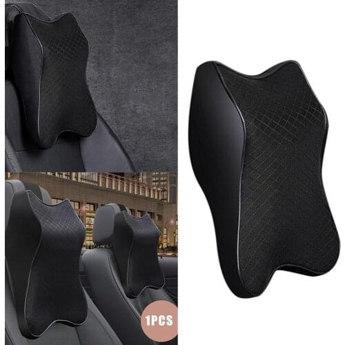 3D Memory Foam Car Neck Pillow PU Leather Car Pillow Waist Rest Pillow Seat Back Rest Lumbar Cushion For Car Accessories