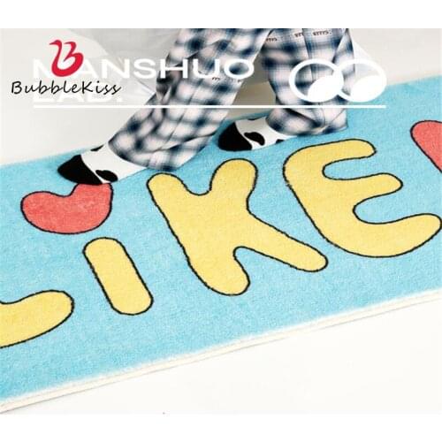 Bubble Kiss Cartoon Letter Pattern Living Room Rugs Lamb Wool Soft Long Carpet for Bedroom Bedside Non-slip Tatami Floor Mat