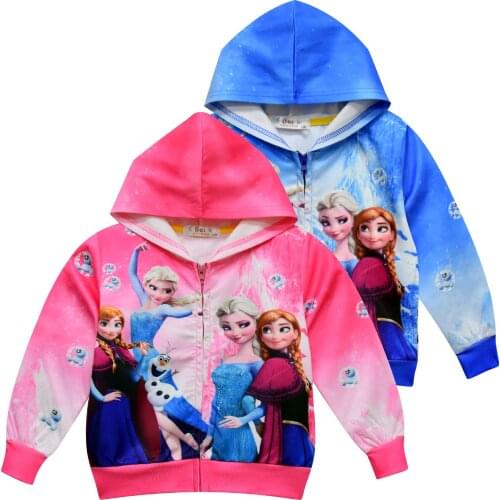 Ice Snow World 2 Girls Hoodies Elsa Anna Sweatshirt Coat for Girls Kid Clothes Toddler Girls Sweatshirt Children Clothing