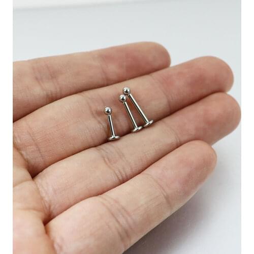 2 Pieces 16G Stainless Steel Internally Thread Labret Rings Tragus Earring Lip Ring Body Piercing Jewelry