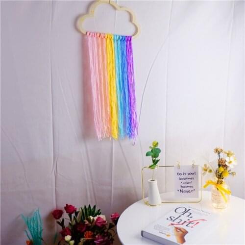 Nordic Rainbow With Colorful Tassel Tapestry Wind Chimes Cloud Crafts Wall Hanging Home Decor Nursery Decoration Prop
