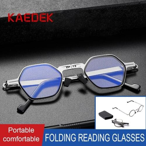 KAEDEK Anti Blue Blocking Folding Reading Glasses Men Women 2020 Presbyopia Hyperopia Diopter Screwless Foldable Eyeglasses