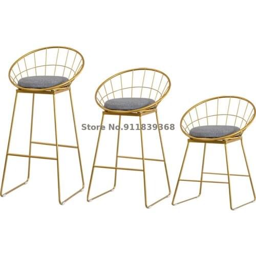 Bar Chair Net Red Modern Simple High Chair Fashion Back Iron Family Dining Chair Clothing Shop Stool Photo