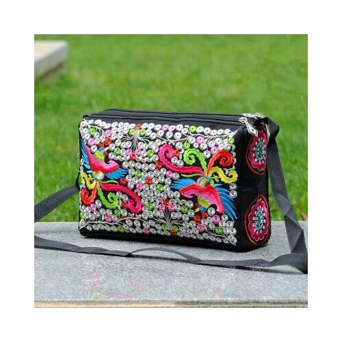 National Embroidery Women Shopping handbags!Nice Floral embroidered Lady Shoulder&Crossbody bag Multi Vintage Three-layers bags