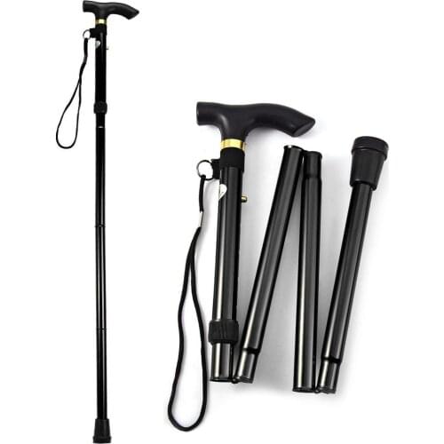 Walking stick telescopic baton Hiking trekking poles Aluminum Alloy Metal Folding Cane crutches Pole For elderly people