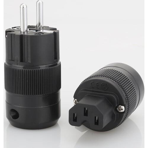 New High End Rhodium Plated EUR Schuko EU Power Plug & IEC Connector plug